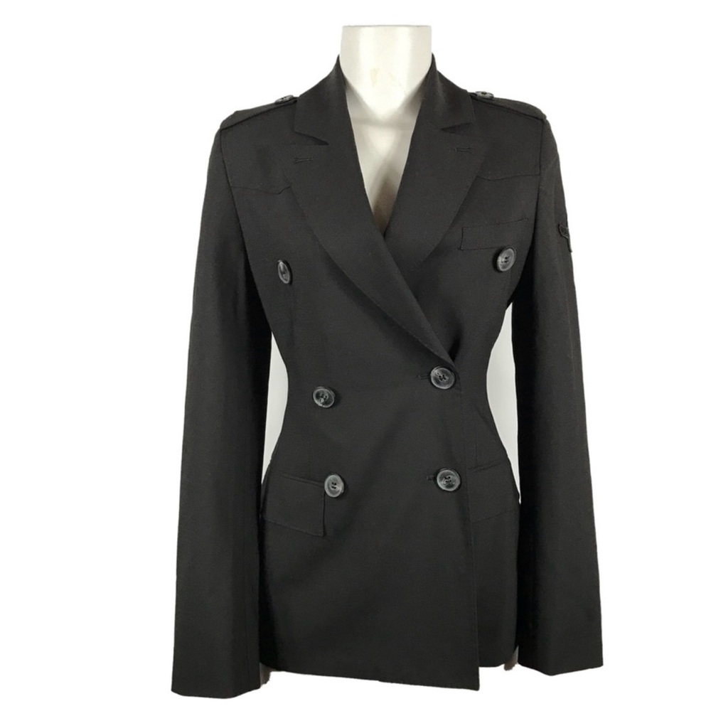 William Rast Military Blazer Black Double Breasted XS Coat Jacket Office Siren